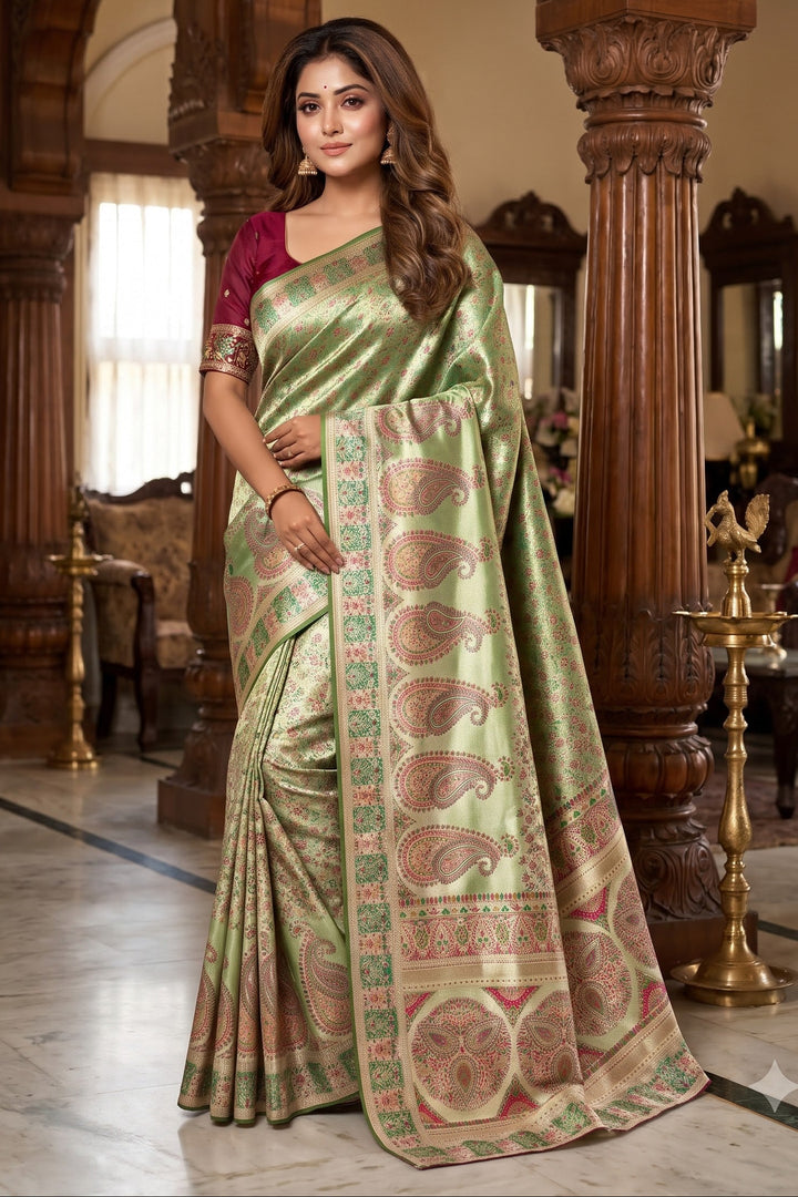 Say Less Pashmina Silk Saree with Kashmiri Work