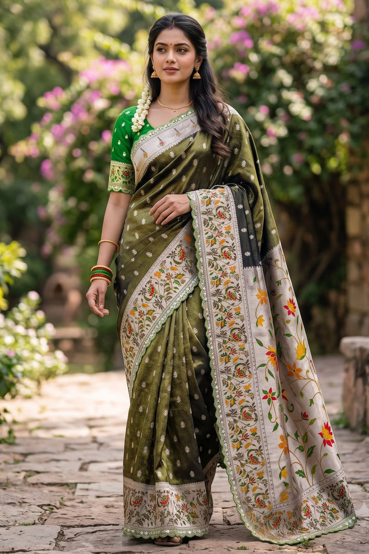 Caught Your Eye Tissu Paithani Silk Banarasi Saree