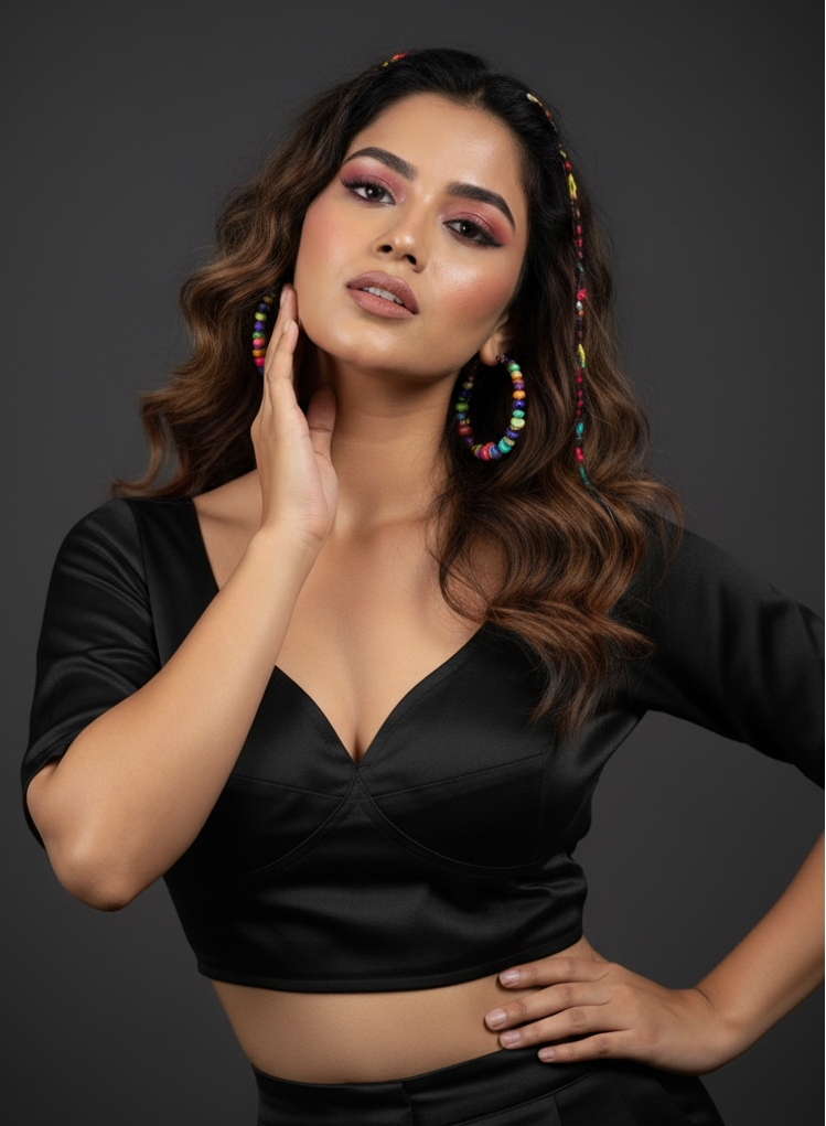 Plain Charm Fancy Designer Solid Color Blouse