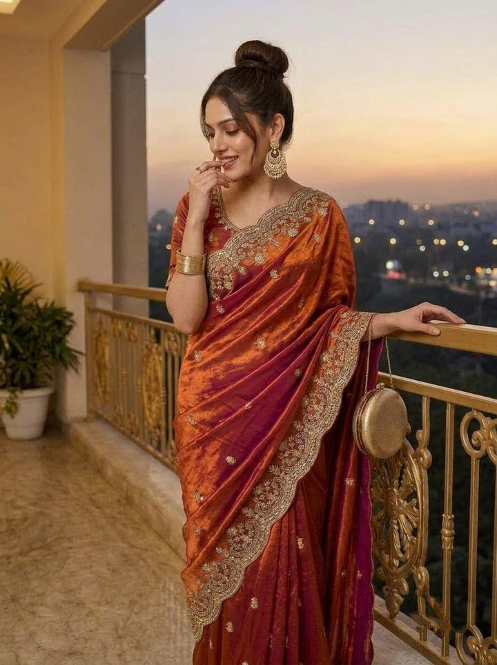 Glam Theory – Fancy Silk Saree with Sequin & Zari Embroidered