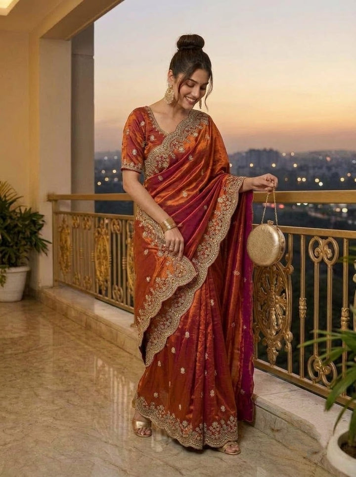 Glam Theory – Fancy Silk Saree with Sequin & Zari Embroidered