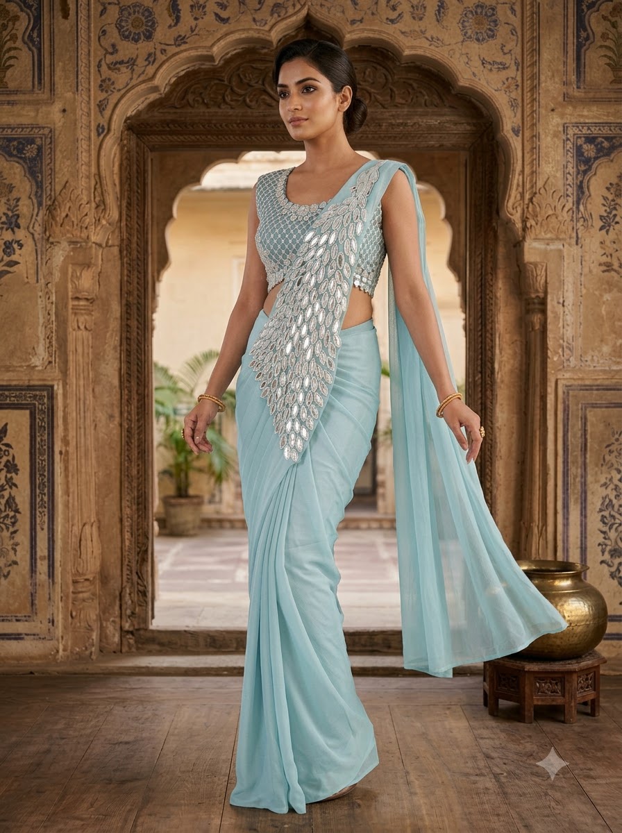 Luxe Afterdark Designer Heavy Georgette Ready-to-Wear Saree