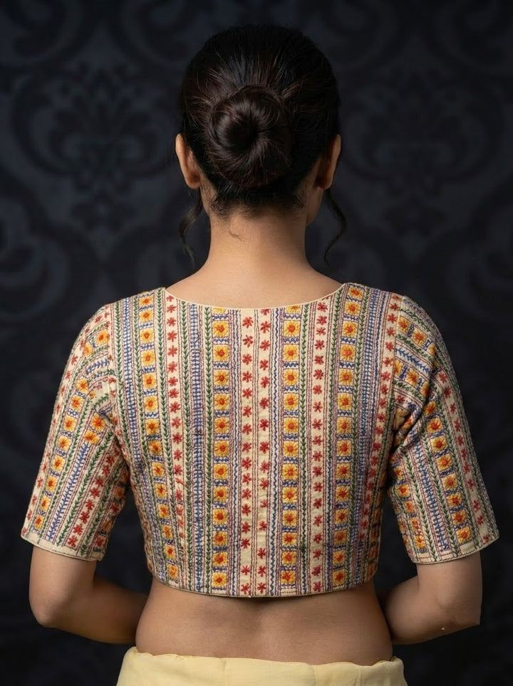 Sunflower Reverie-Multicolor Handwork Blouse