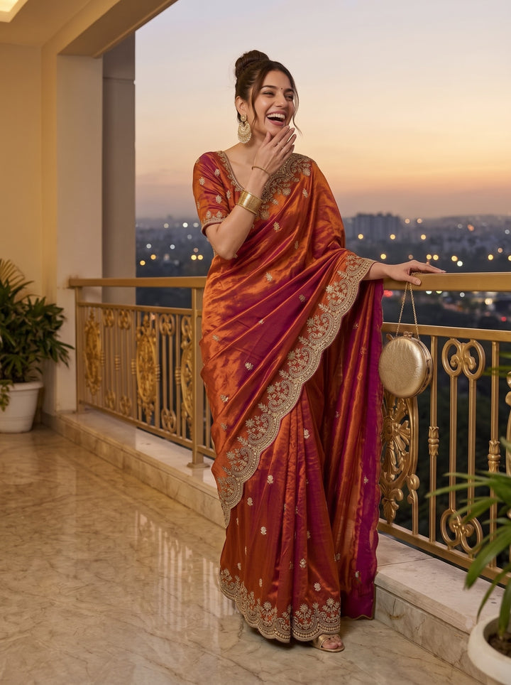 Glam Theory – Fancy Silk Saree with Sequin & Zari Embroidered