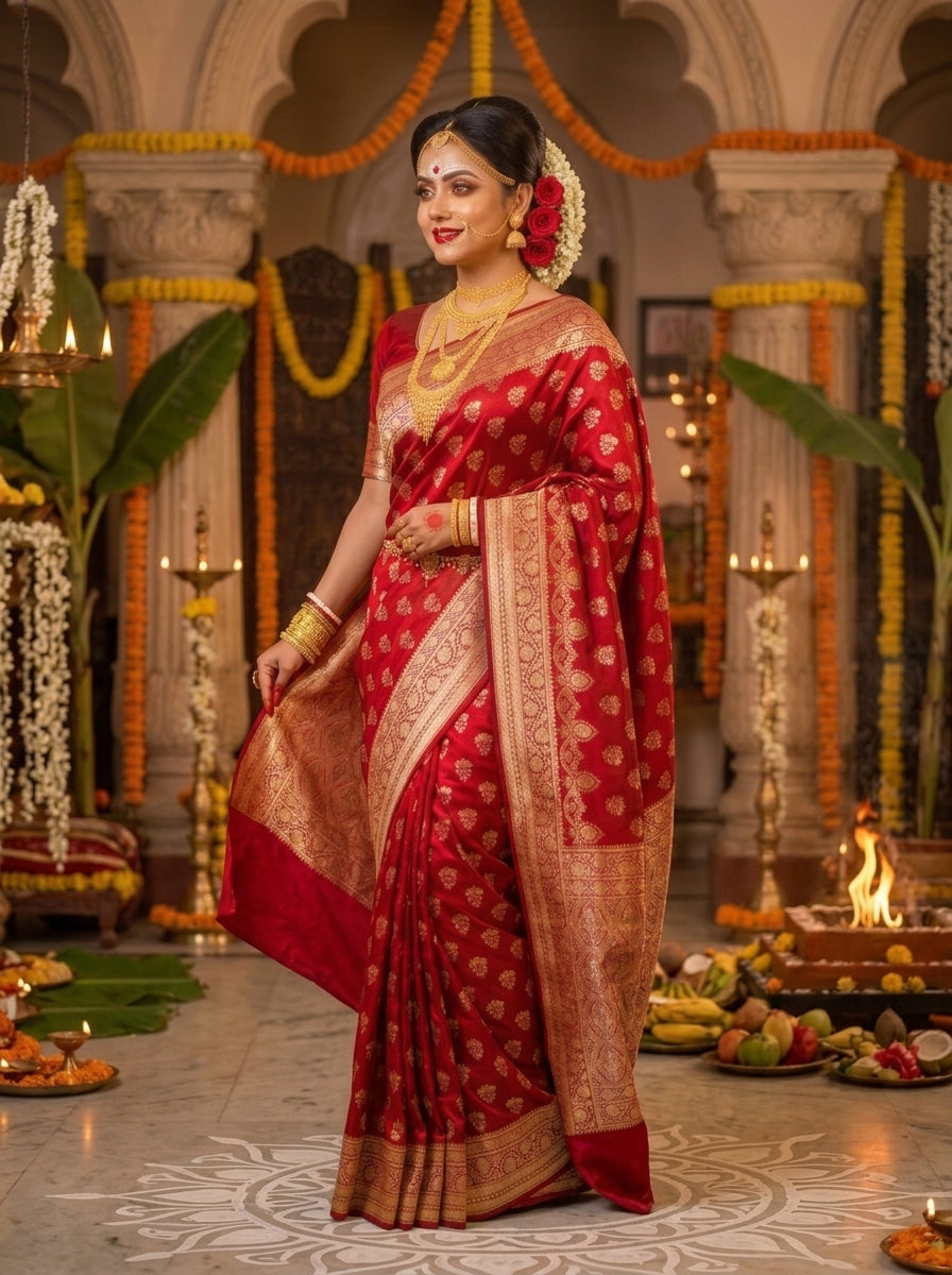 Queen's Legacy Banarasi Semi Katan Silk Saree