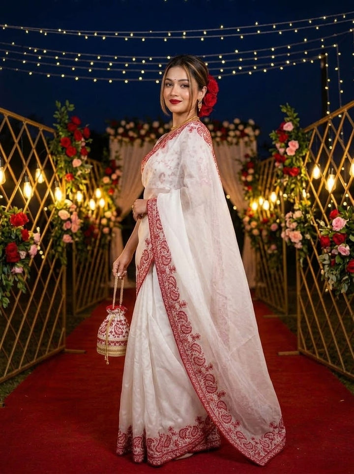 A Moment of Magic – Tebby Silk Saree with Sequin & Thread Embroidery Work
