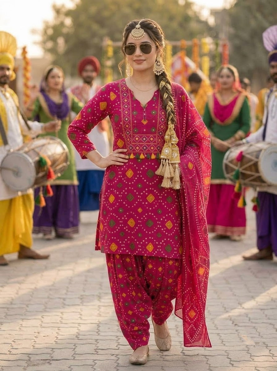 Ishq Di Heer – Bandhani Cotton Kurti Set