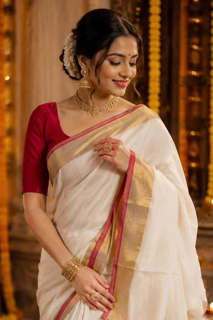 Gulabi Kanchan – Festive Mul Cotton Saree