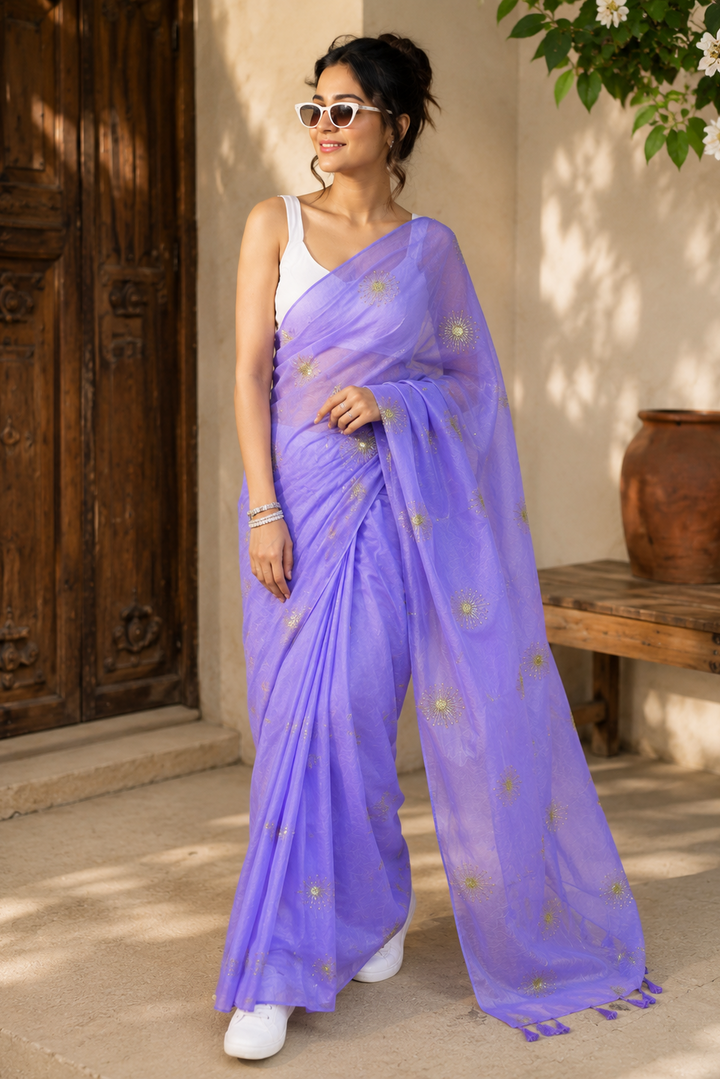Stole My Heart Sequins Work Mul Cotton Saree