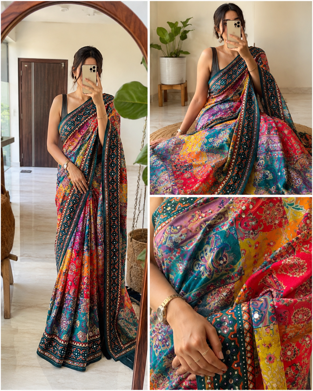 Dusk Radiance Chinnon Silk Saree