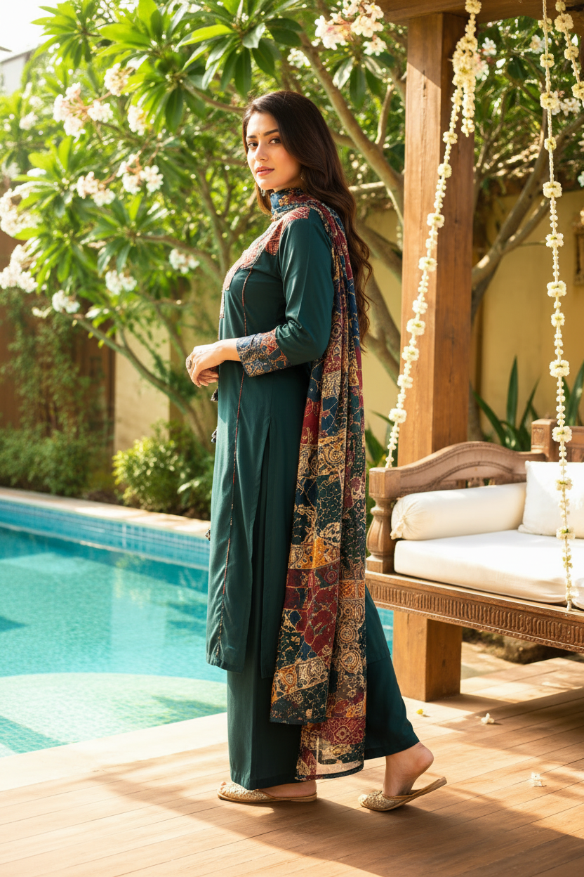 Patchwork Poetry Cotton Kurti Set