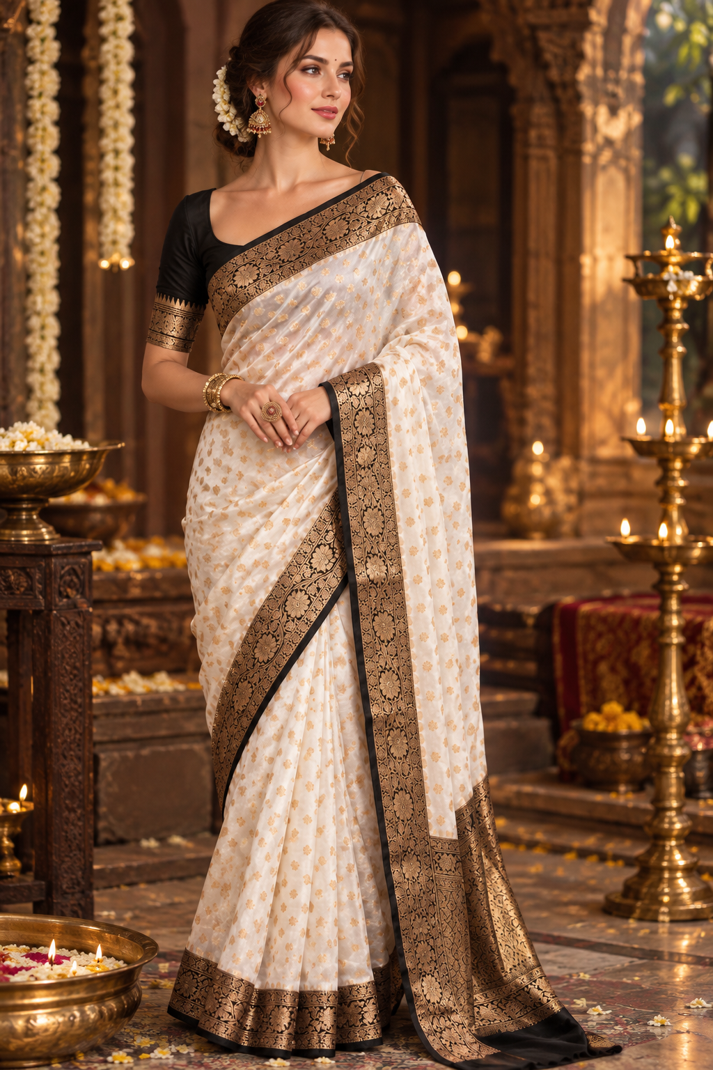 Deepavali Shringar- Banarasi Semi Georgette Soft Silk  Saree