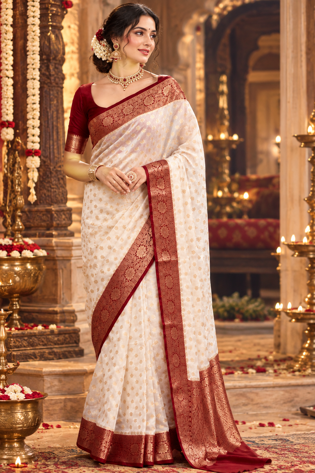 Deepavali Shringar- Banarasi Semi Georgette Soft Silk  Saree
