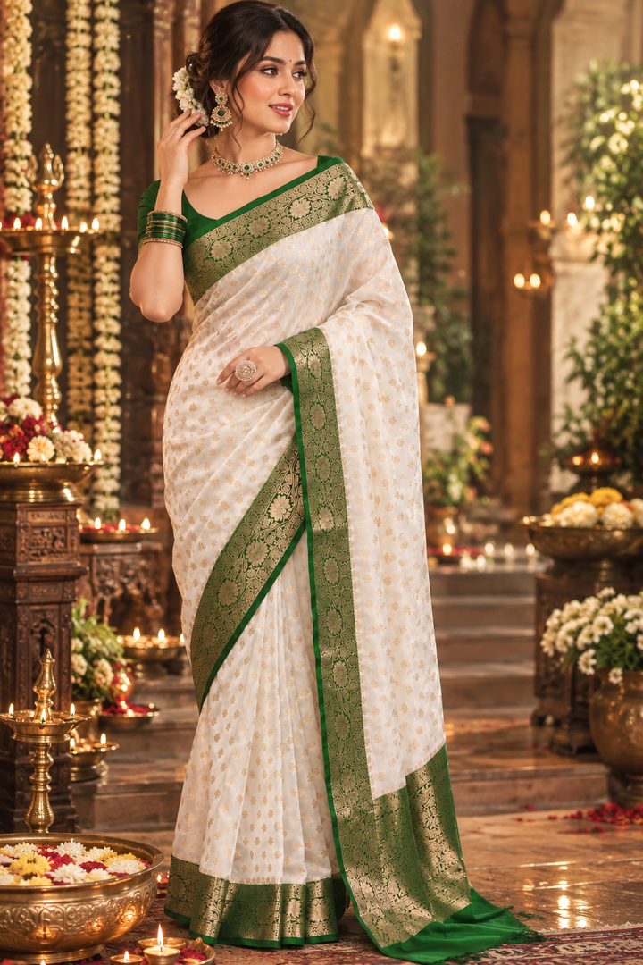Deepavali Shringar- Banarasi Semi Georgette Soft Silk  Saree