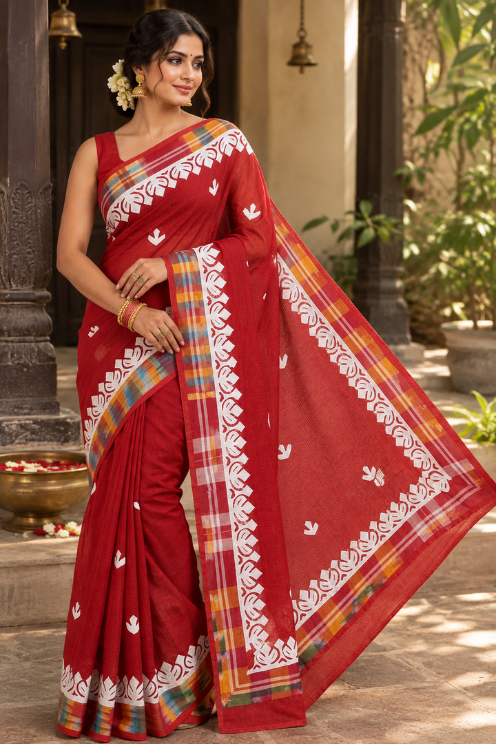 Aloklata Cotton Kota Applique Saree