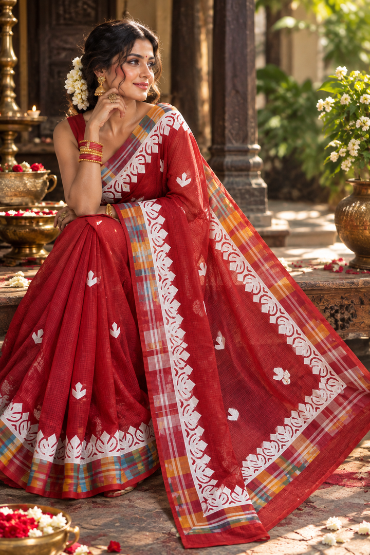 Aloklata Cotton Kota Applique Saree