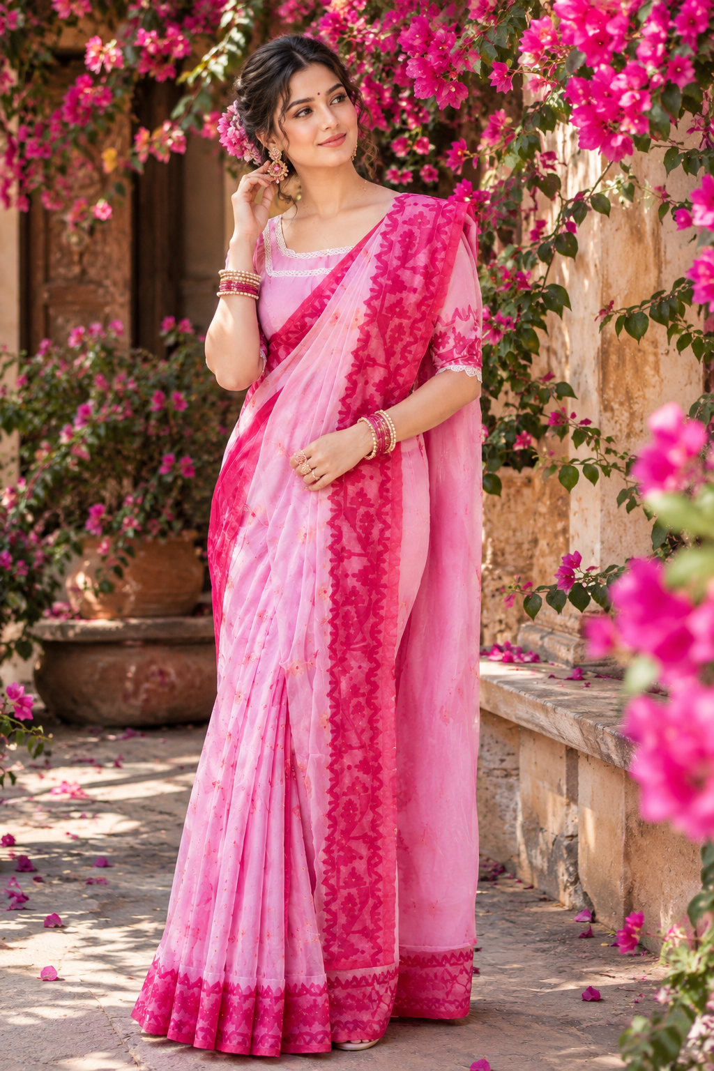 Golapi Golpo Bengal Jamdani Saree