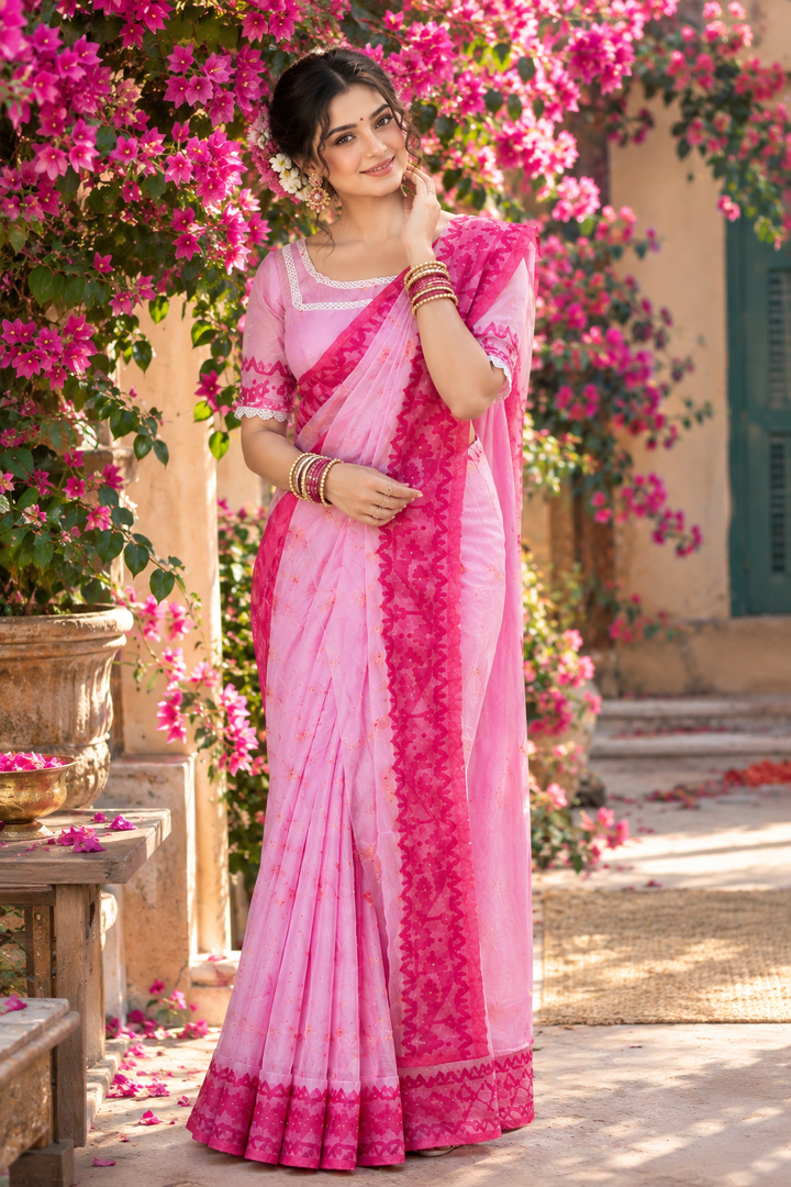 Golapi Golpo Bengal Jamdani Saree