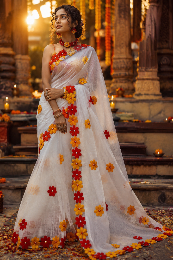 Surobhilata Reshom Kota Applique Saree