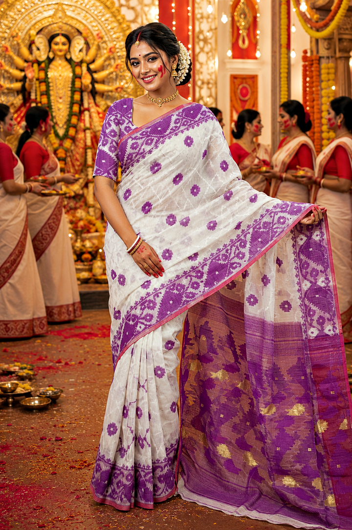 Kumudini | Karat Dhakai Jamdani Saree