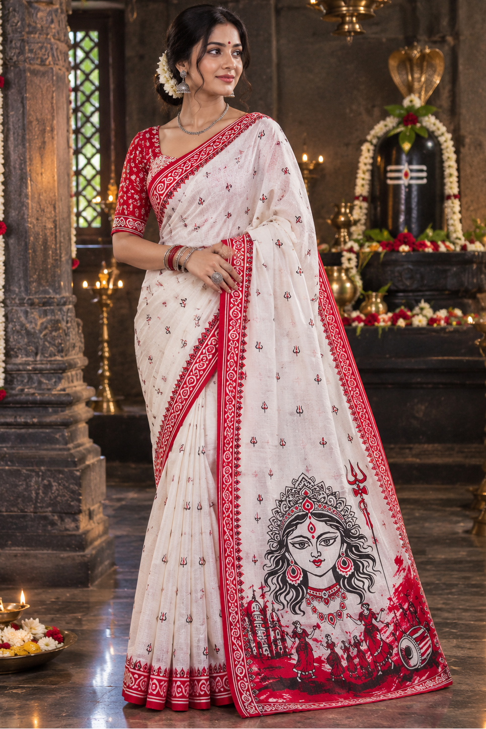 Trishulika Mul Cotton Saree with Print Work