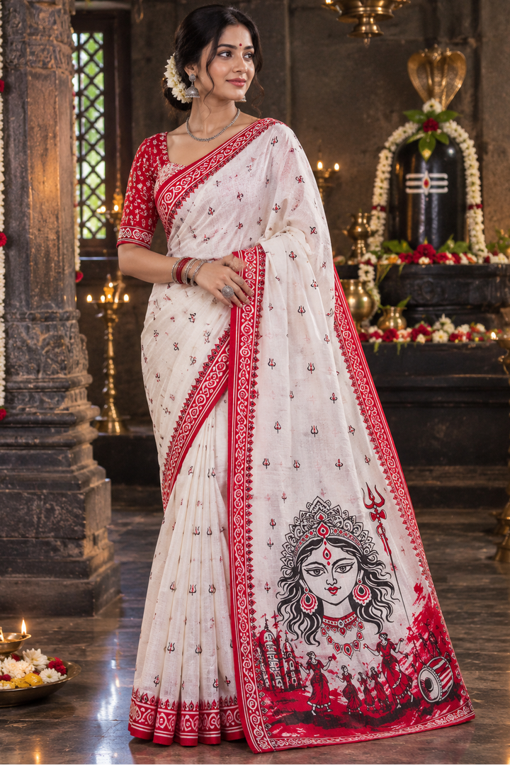 Trishulika Mul Cotton Saree with Print Work