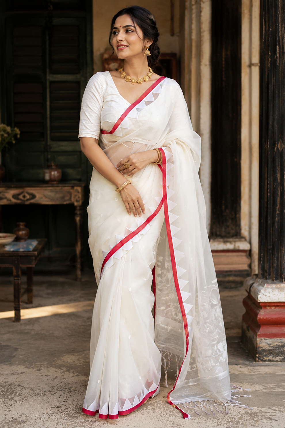 Reshmi Affair (Moirang phee Inspired) Muslin Resham Saree
