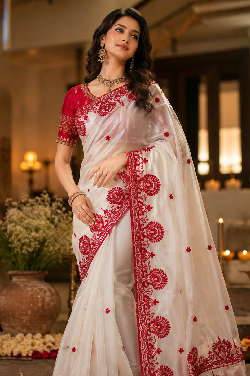 Rangoli Rani Embroidered Silk Saree