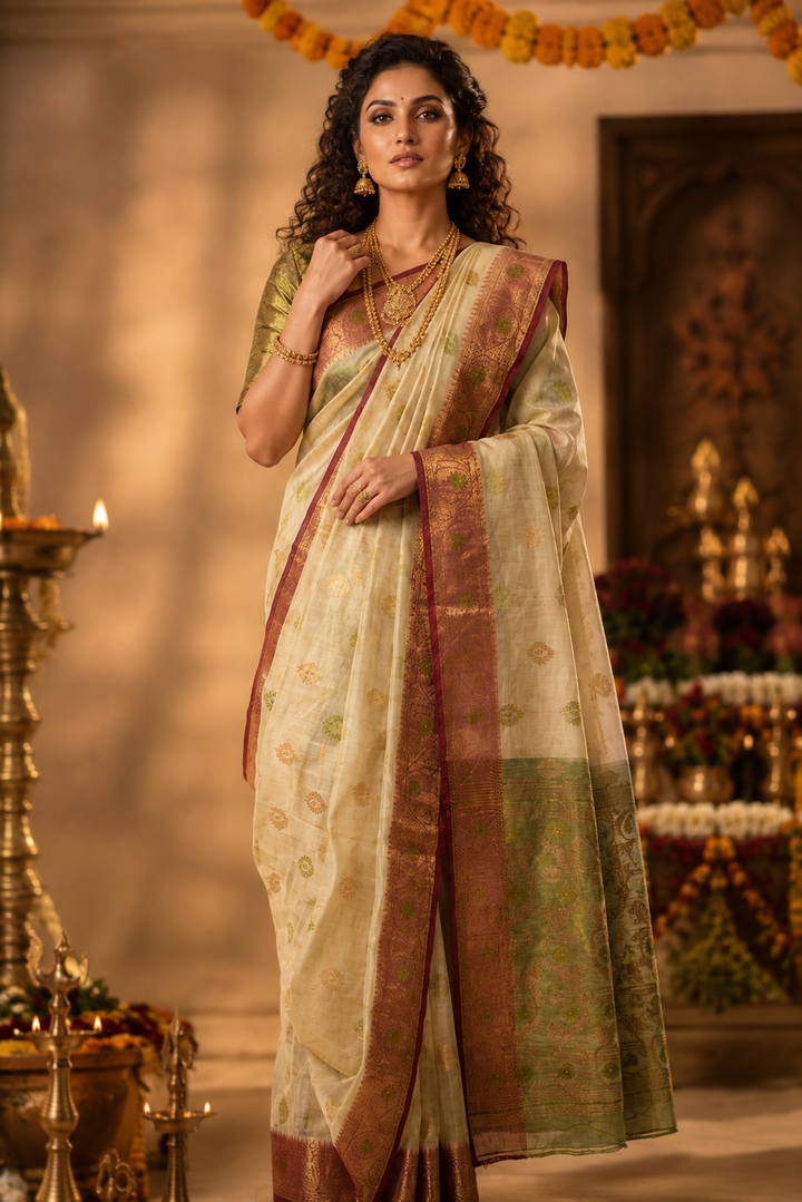 Suvarna Shobha Bengal Jamdani Saree