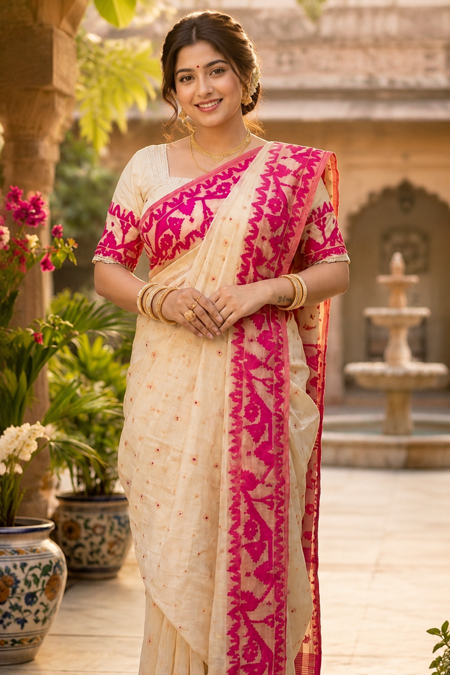 Golapi Golpo Bengal Jamdani Saree