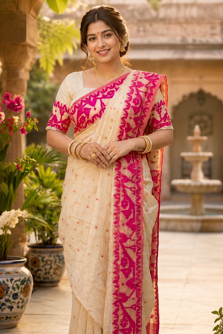 Golapi Golpo Bengal Jamdani Saree