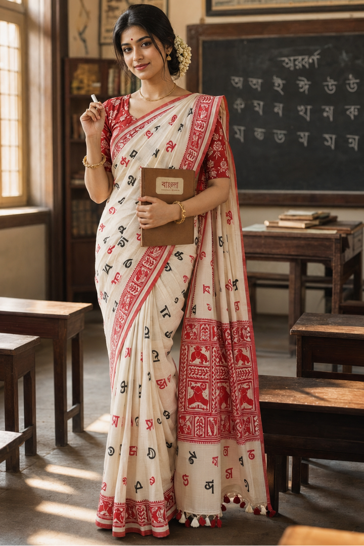 Sahoj Path-(Linen Khadi) Saree