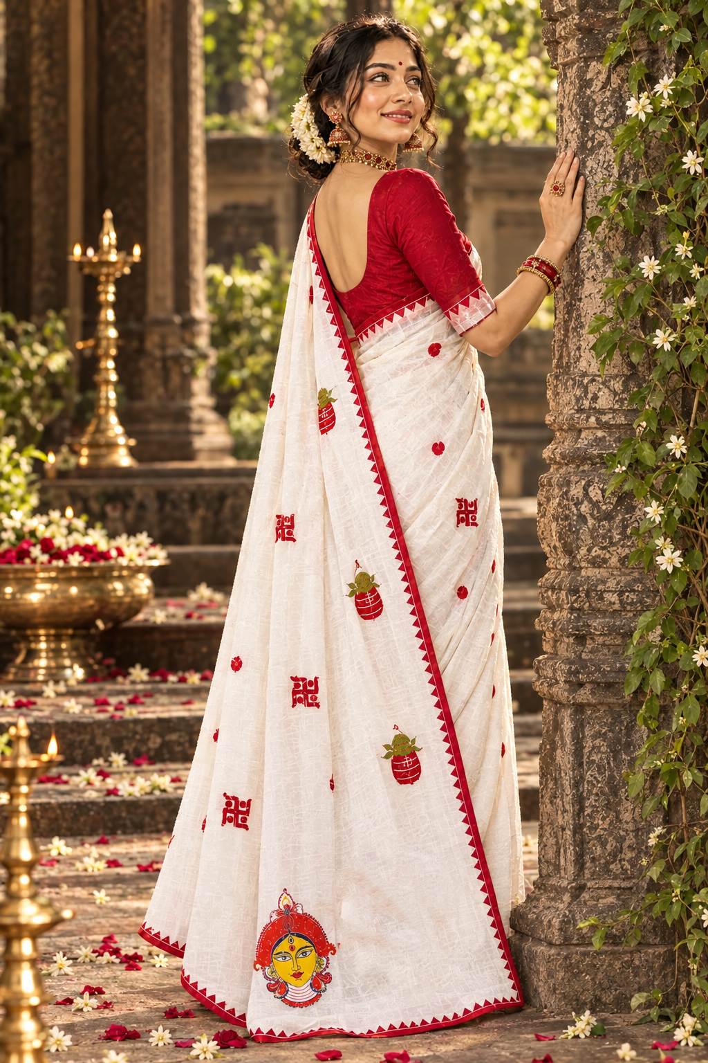 Shubho Shakti — শুভ শক্তি  Cotton Applique Work Saree