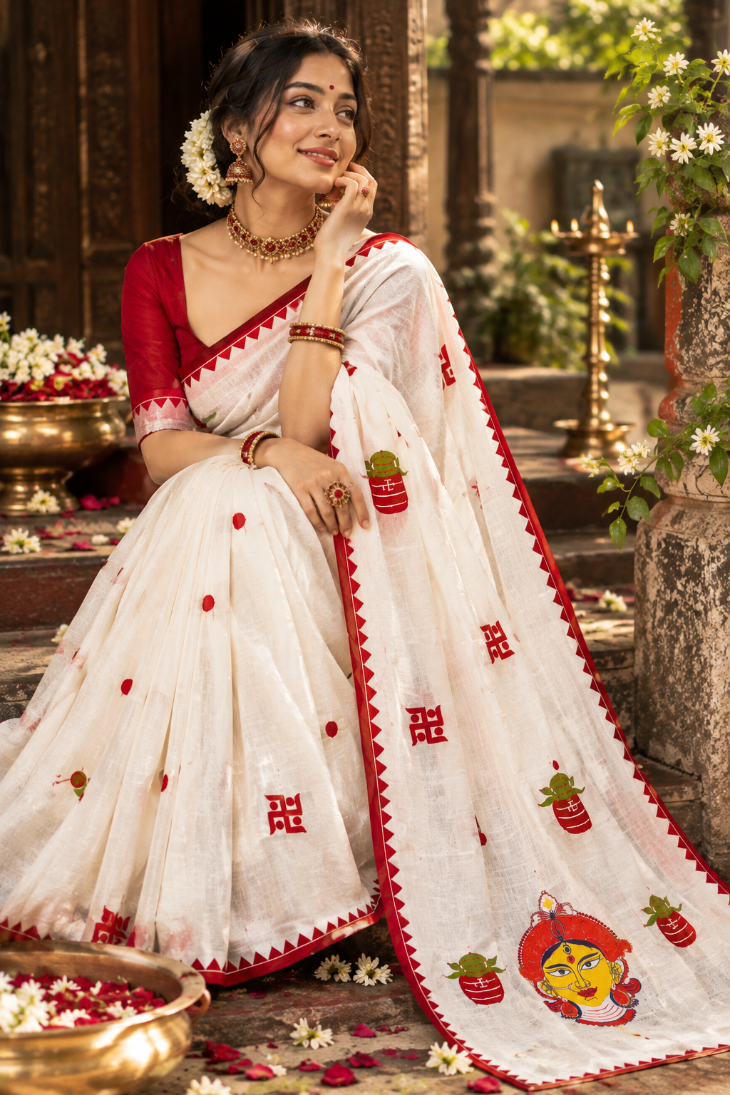 Shubho Shakti — শুভ শক্তি  Cotton Applique Work Saree