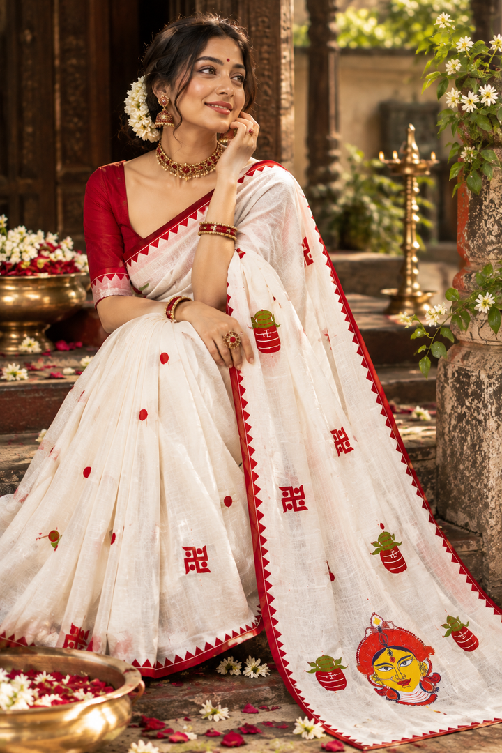 Shubho Shakti — শুভ শক্তি  Cotton Applique Work Saree
