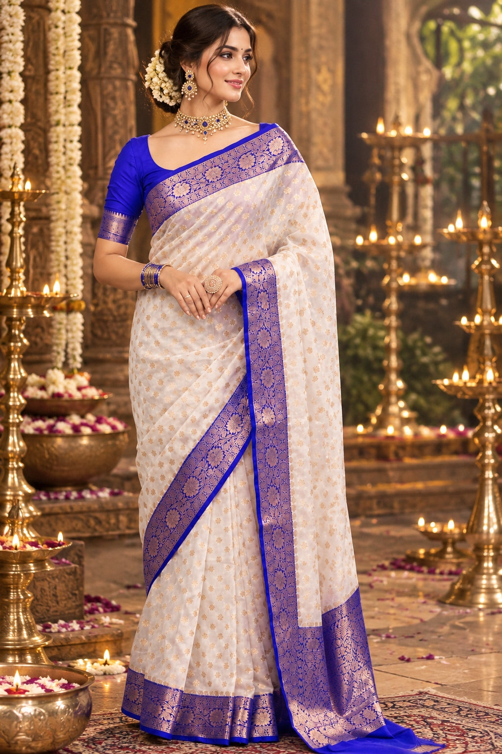 Deepavali Shringar- Banarasi Semi Georgette Soft Silk  Saree