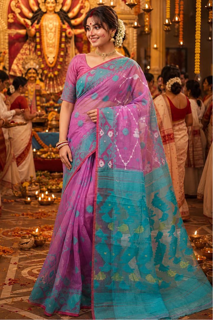 Kumudini | Karat Dhakai Jamdani Saree