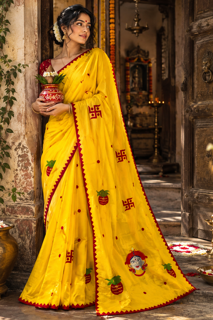 Shubho Shakti — শুভ শক্তি  Cotton Applique Work Saree