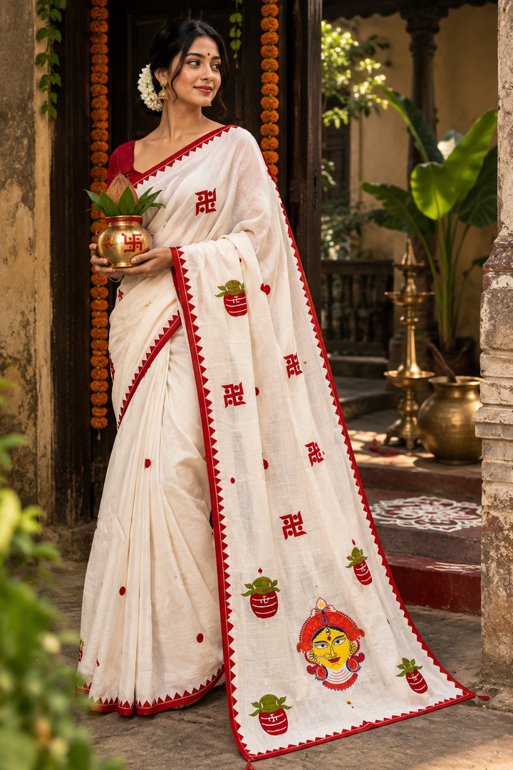 Shubho Shakti — শুভ শক্তি  Cotton Applique Work Saree