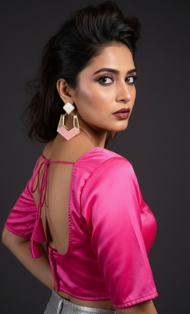 Plain Charm Fancy Designer Solid Color Blouse