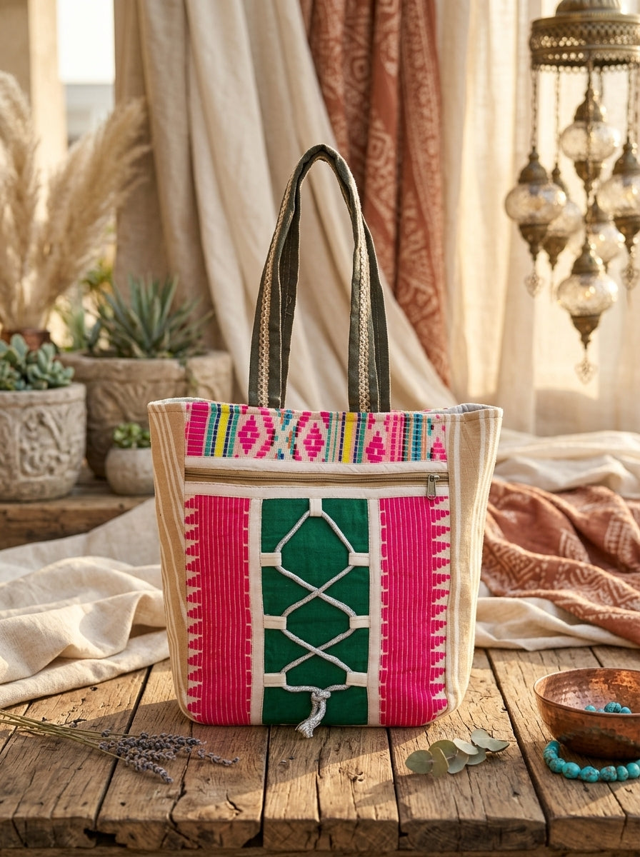 Boho Horizon – Artisan Woven Tote Bag