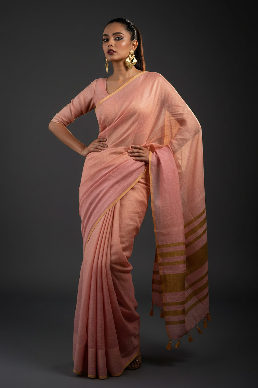 Golapi Abha Tissue Linen Saree