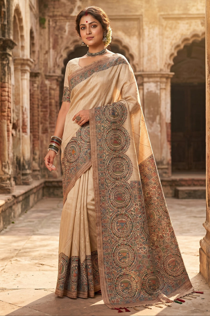 Madhubani Mohona Exclusive Katha Tassar Saree