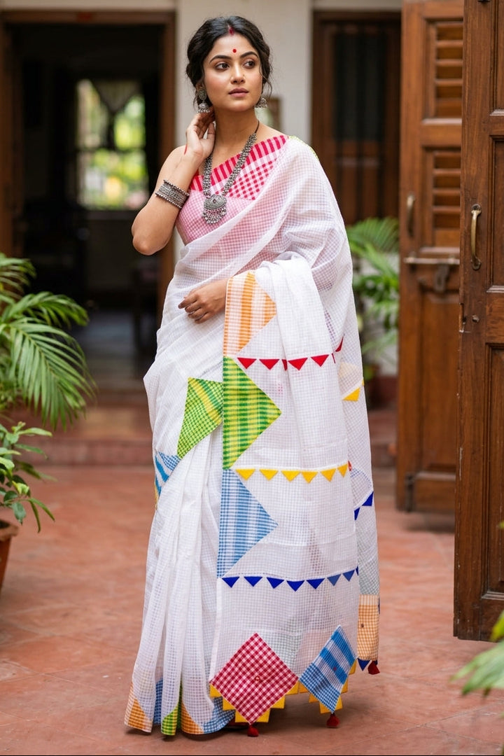 Shitol Bonolata Reshom Kota Applique Saree