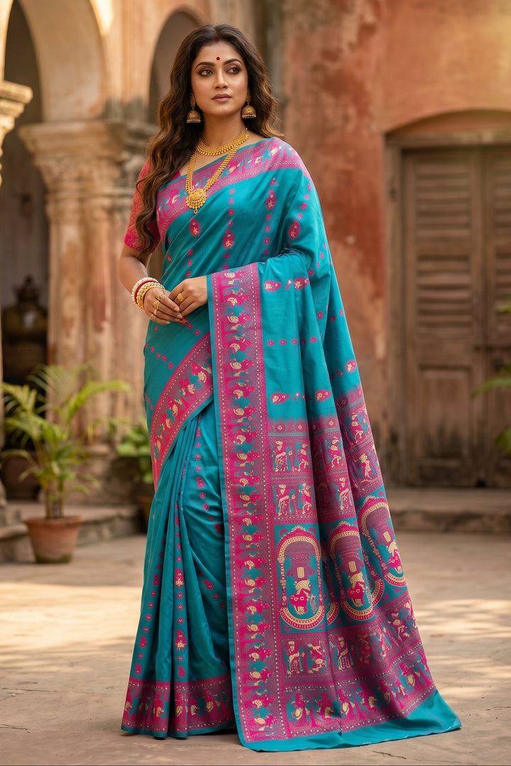 Rajnartaki Motif Baluchori Semi Silk Saree