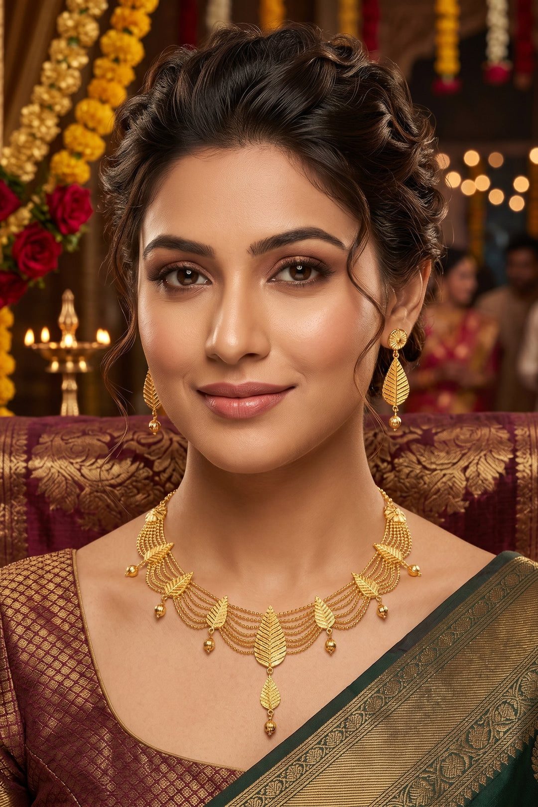 Leaf Design- Gold Plated Necklace Set
