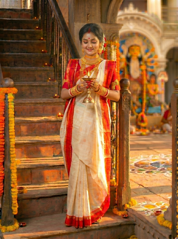Pujarini  Banarasi Cotton Silk Saree