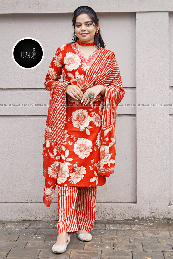 Cotton Flame - Kurti Set