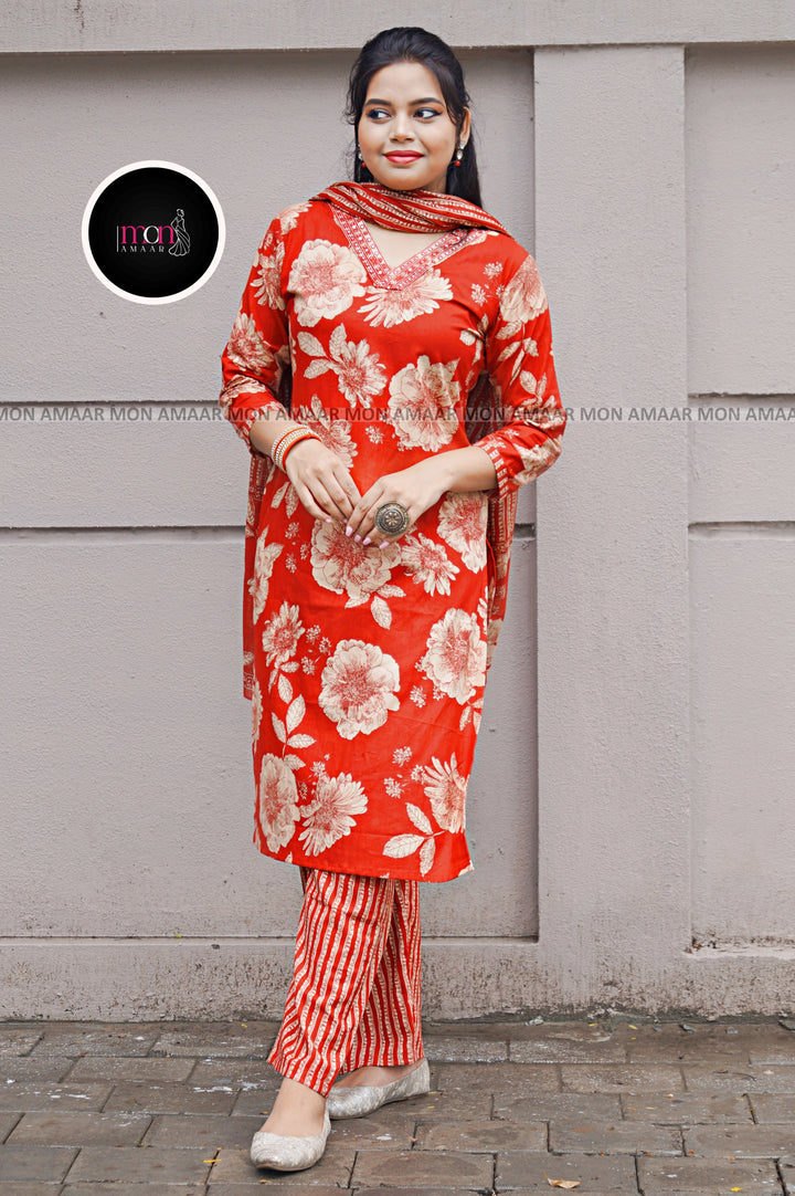 Cotton Flame - Kurti Set