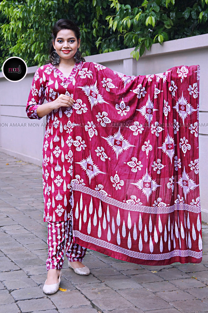 Colorful Clouds-Cotton Kurti Set